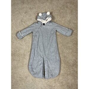 Baby Gap Gray Fleece Sherpa Convertible Bear‎ Bundler Bunting Snowsuit 6-12m